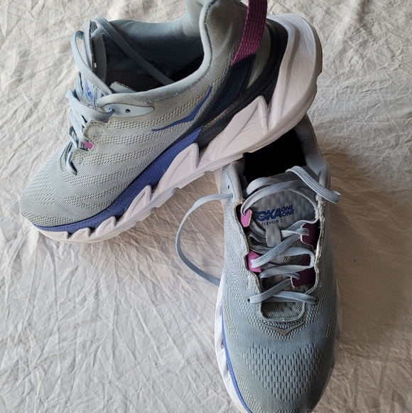 Hoka One One Shoes - HOKA one one  Elevon 2Women's Gray and Purple Sneakers Size 9